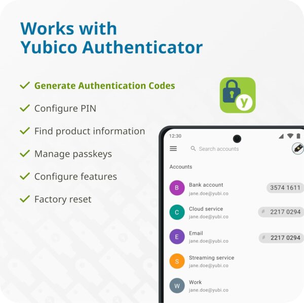 Yubico YubiKey 5C - Two Factor Authentication USB Security Key, Fits USB-C Ports - Protect Your Online Accounts with More Than a Password, FIDO Certified