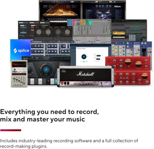 Focusrite Scarlett 2i2 4th Gen USB Audio Interface for Recording, Songwriting, Streaming and Podcasting — High-Fidelity, Studio Quality Recording, and All the Software You Need to Record