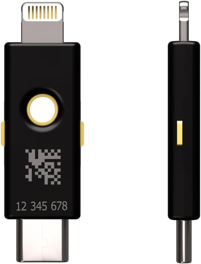 Yubico - YubiKey 5Ci - Multi-Factor authentication (MFA) Security Key and passkey for iPhone/Android/PC, Dual connectors for Lighting/USB-C, FIDO Certified