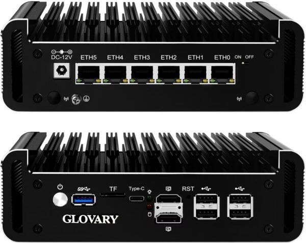 Firewall Mini PC Quad Core N150, DDR5 8GB RAM 128GB NVMe SSD, 6 x 2.5GbE i226V LAN Fanless Computer Hardware, Micro Router Appliance, AES-NI, OPNsense, TypeC Port, TF Card Slot