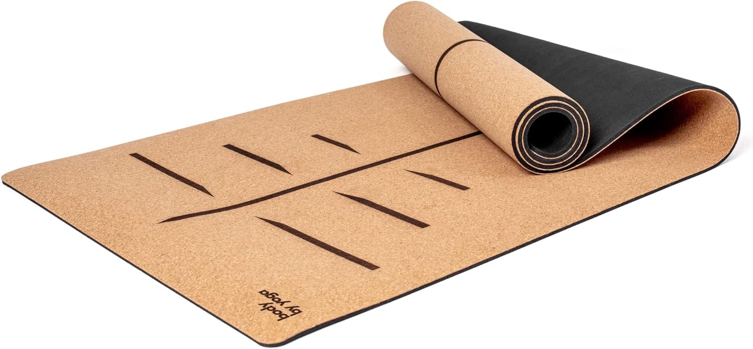 Luxury Cork Yoga Mat - Non Slip, Extra Thick Grip. Thicker, Longer, and Wider for More Comfort and Support. Tough Enough For Hot Yoga. Natural, Non Toxic, and Eco Friendly. Optional Alignment Lines.