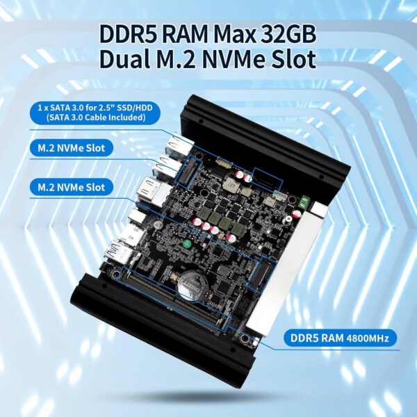 Firewall Mini PC Quad Core N150, DDR5 8GB RAM 128GB NVMe SSD, 6 x 2.5GbE i226V LAN Fanless Computer Hardware, Micro Router Appliance, AES-NI, OPNsense, TypeC Port, TF Card Slot