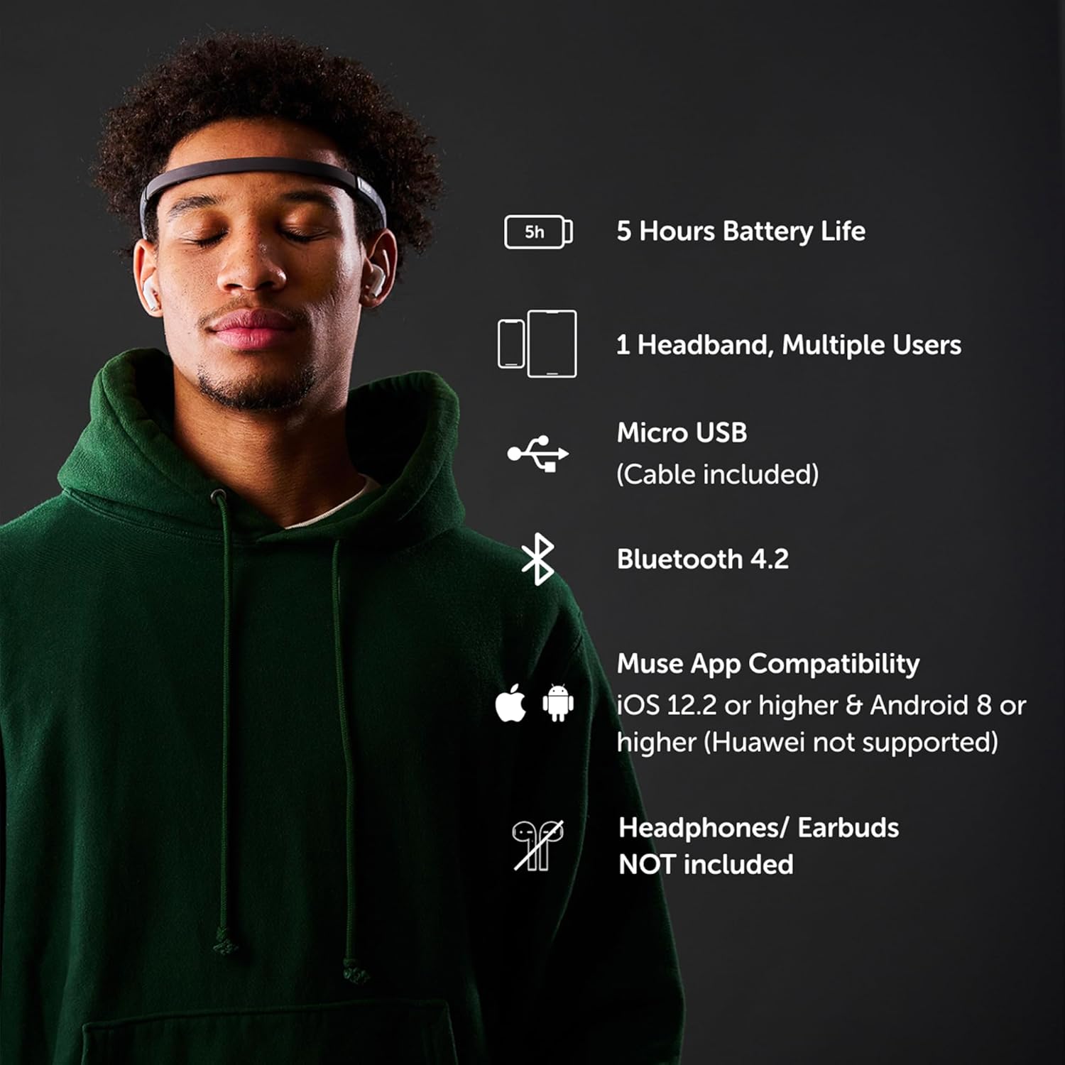 MUSE 2: The Brain Sensing Headband - EEG MUSE Headband Meditation Tracker and Monitor - Multi Sensor Biofeedback Devices for Home Use with Responsive Sound Feedback Guidance - Neurofeedback Devices