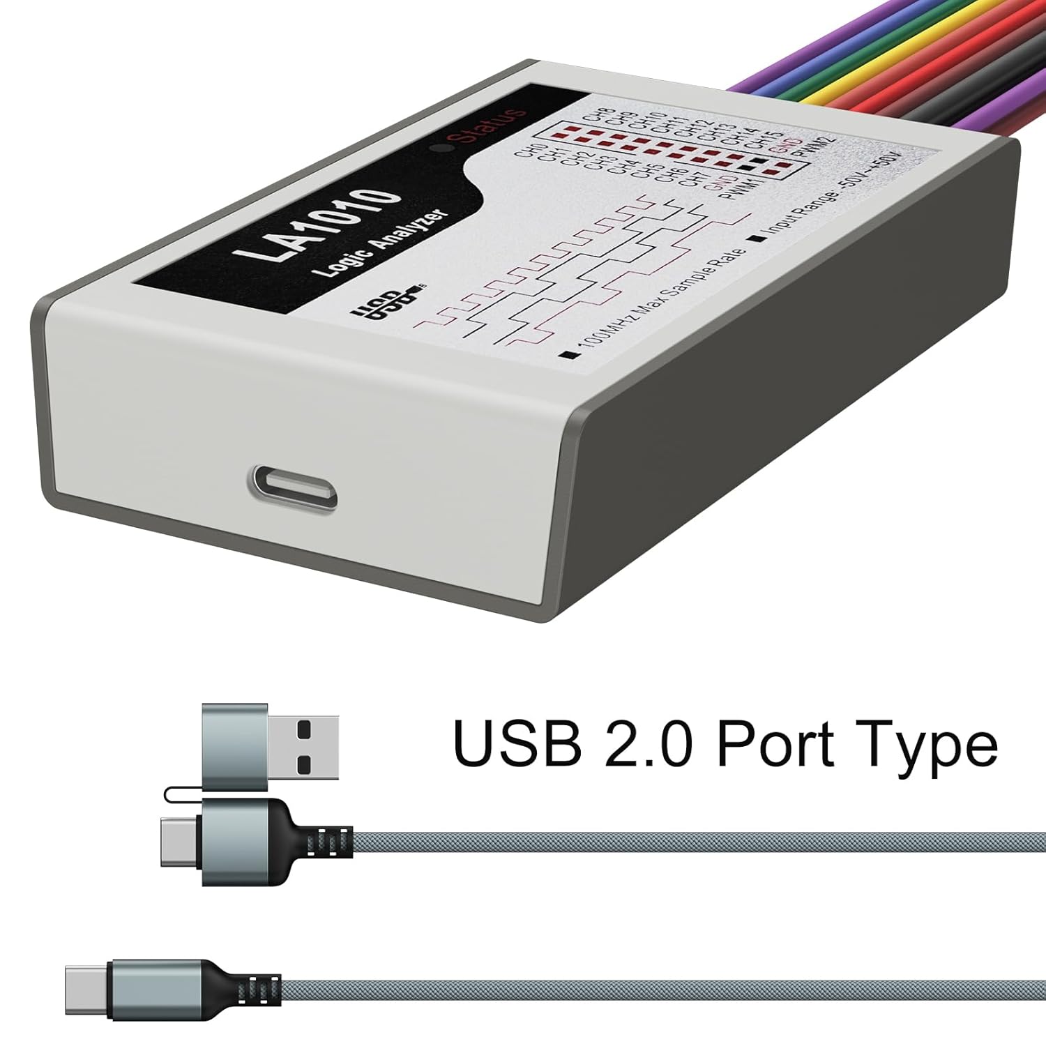 LA1010 USB Logic Analyzer 16 Input Channels 100MHz with The English PC Software Handheld Instrument,Support Windows (32bit/64bit),Mac OS,Linux