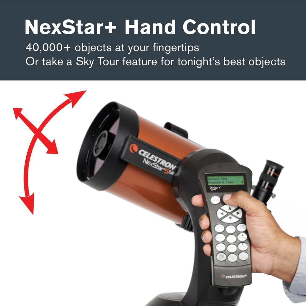 Celestron NexStar 5SE Computerized Telescope – 5-Inch Schmidt-Cassegrain Optical Tube – Fully Automated GoTo Mount with SkyAlign – Ideal for Beginners and Advanced Users – 40,000+ Object Database