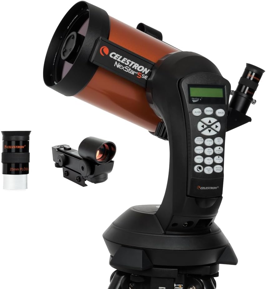 Celestron NexStar 5SE Computerized Telescope – 5-Inch Schmidt-Cassegrain Optical Tube – Fully Automated GoTo Mount with SkyAlign – Ideal for Beginners and Advanced Users – 40,000+ Object Database