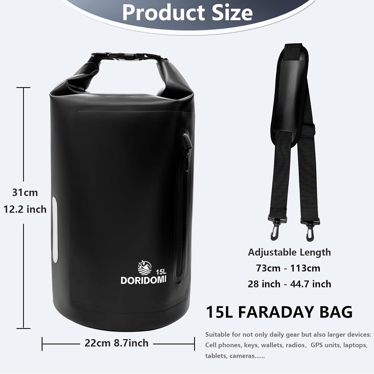 Faraday Bags EMP Proof Bag - 15L Black Waterproof Faraday Backpack with Front Pocket & Padded Strap, EMP Bags, Faraday Bag for Generator and Laptops Electronics , RFID Signal Blocker for Data Security