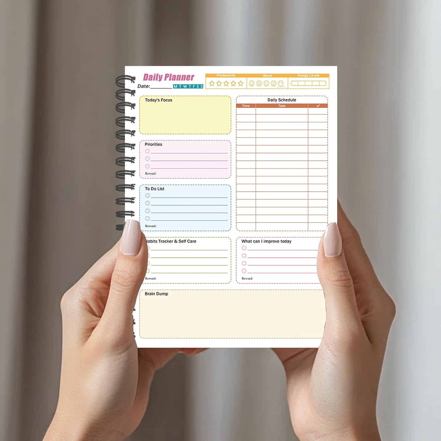 ADHD Daily Planner for Neurodivergent Adults,Productivity Daily Planner,200 Pages Daily To Do List for Work & Personal Life,Task Management Organizer Self-Cares,Weekly Schedule,Brain Dump to Stay Organized and Focused-12 x 8 inches