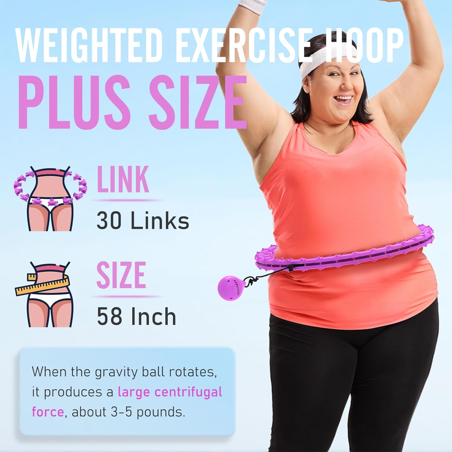 JKSHMYT Weighted Hula Circle Hoops for Adults Weight Loss, Infinity Fit Hoop Plus Size, 30 Detachable Links, Exercise Hoop for Women and Beginners