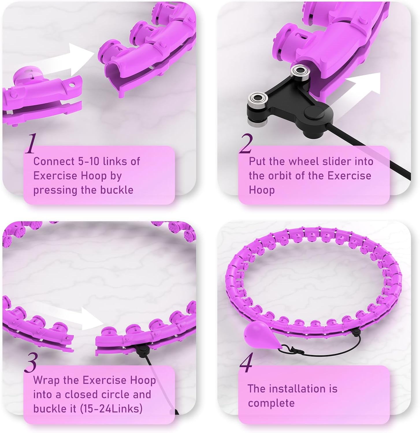 JKSHMYT Weighted Hula Circle Hoops for Adults Weight Loss, Infinity Fit Hoop Plus Size, 30 Detachable Links, Exercise Hoop for Women and Beginners