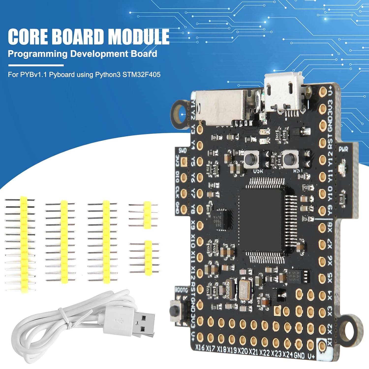EVTSCAN STM32F405 PYBv1.1 Pyboard, Micropython Compatible Development Board, Bootloader Support, for Embedded Systems Development, Robotics, IoT Projects, Educational Purposes