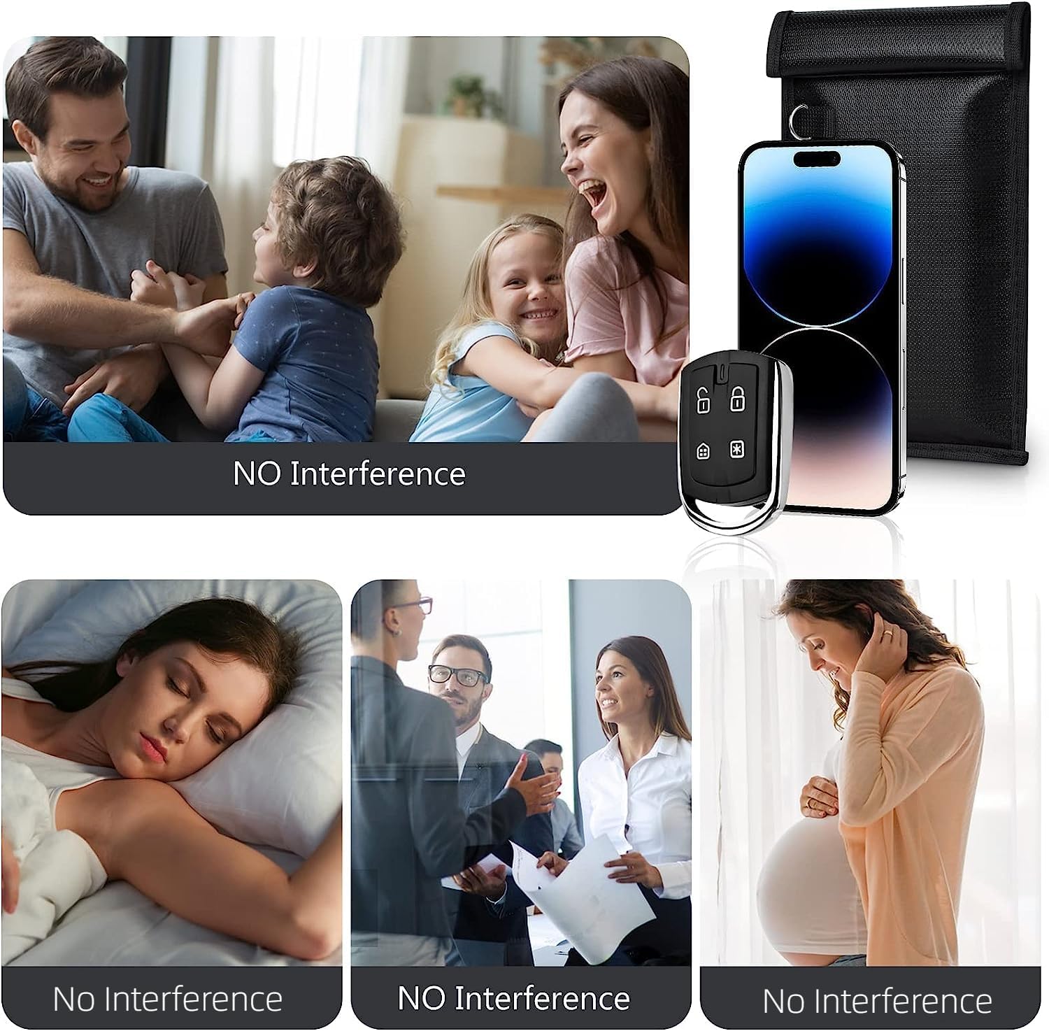 Simket Faraday Bags for Phones and Car Key 2 Pack, Signal Blocking Pouch, Cell Phone Signal Jammer, Car Key/WiFi/RFID/GPS Signal Blocker Black (m)