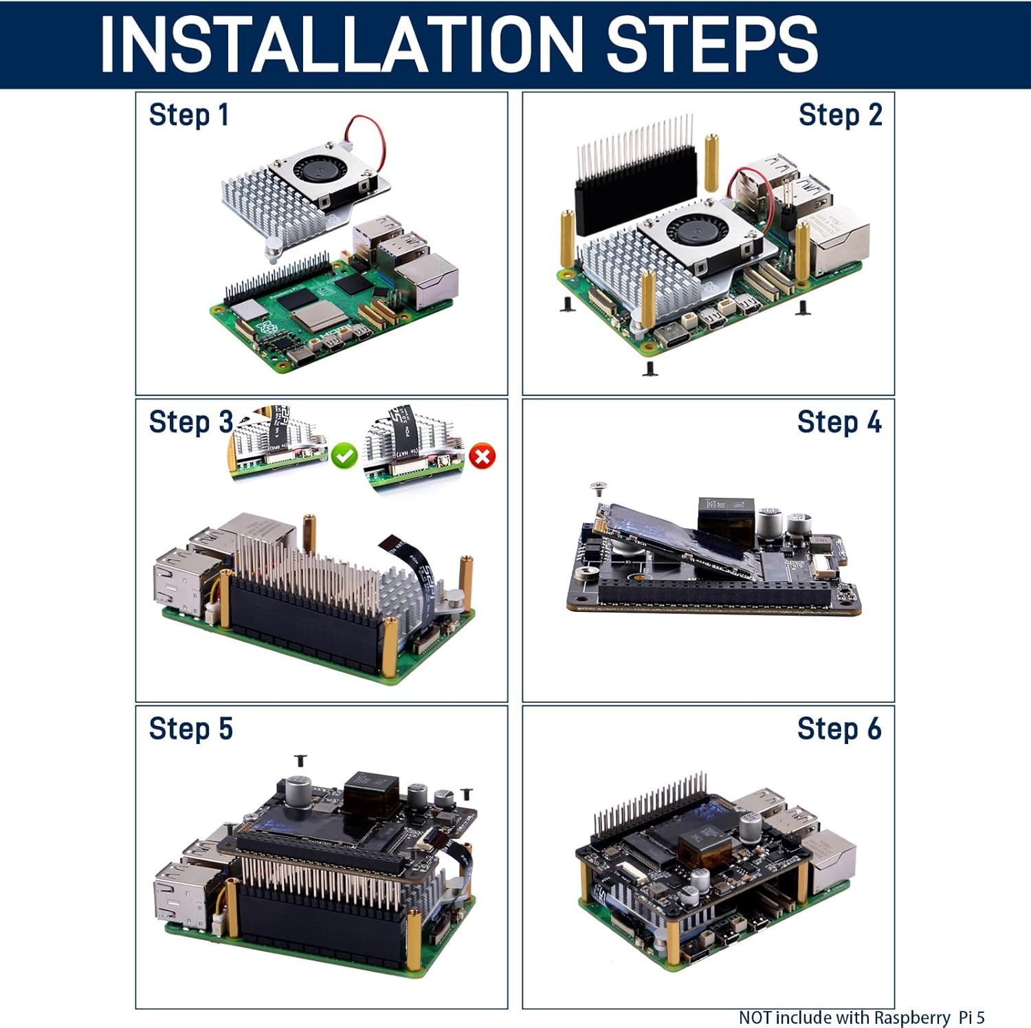 GeeekPi P31 M.2 NVME M-Key PoE+ HAT with Official Active Cooler for Raspberry Pi 5, Support M.2 NVMe SSD 2230 2242