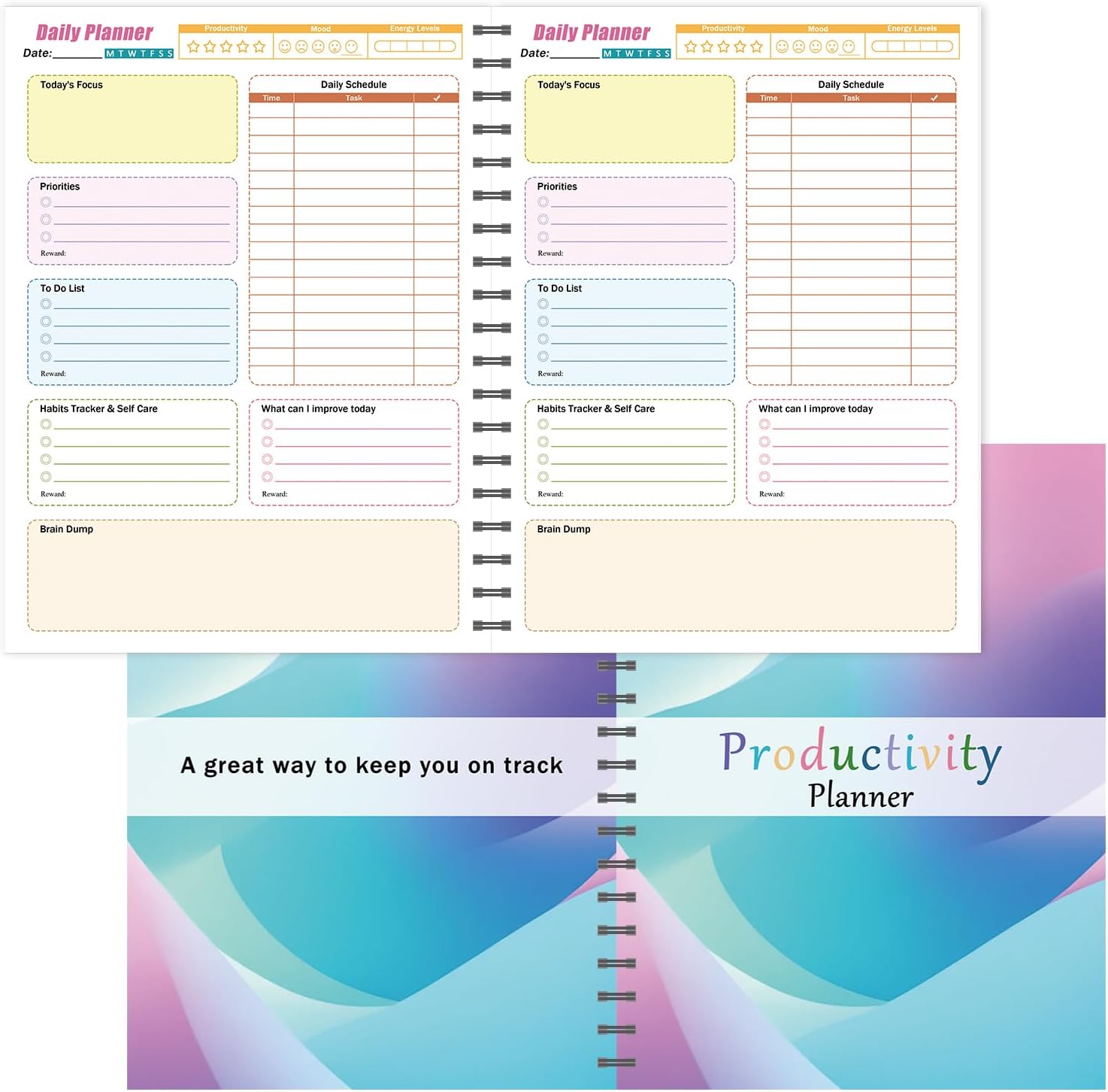 ADHD Daily Planner for Neurodivergent Adults,Productivity Daily Planner,200 Pages Daily To Do List for Work & Personal Life,Task Management Organizer Self-Cares,Weekly Schedule,Brain Dump to Stay Organized and Focused-12 x 8 inches