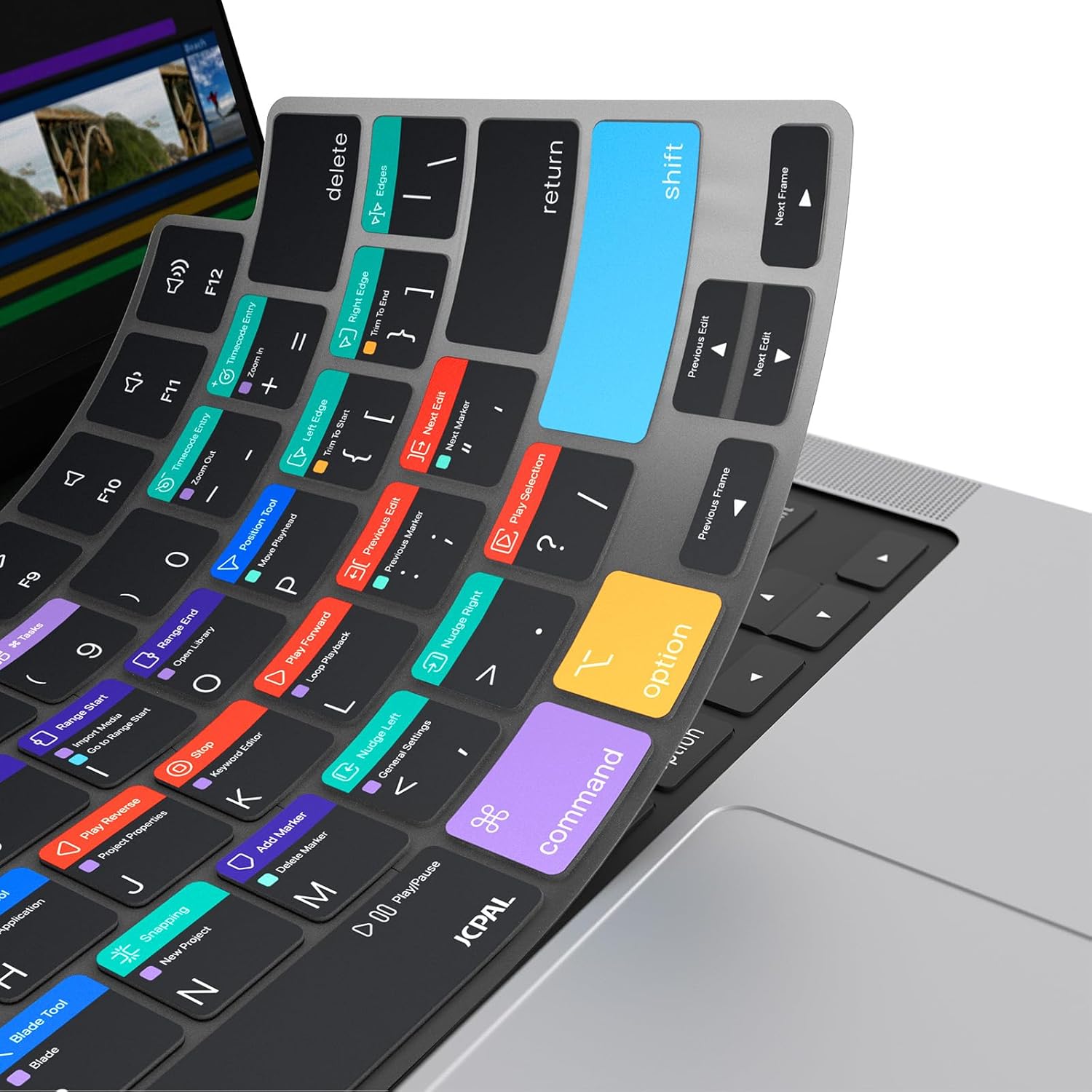 JCPal Final Cut Pro Shortcut Guide Keyboard Cover for Apple MacBook Pro 14 inch (M1-M5) and MacBook Pro 16 inch (M1-M4) and MacBook Air 13 inch and MacBook Air 15 inch (M2-M4) (US-Layout)