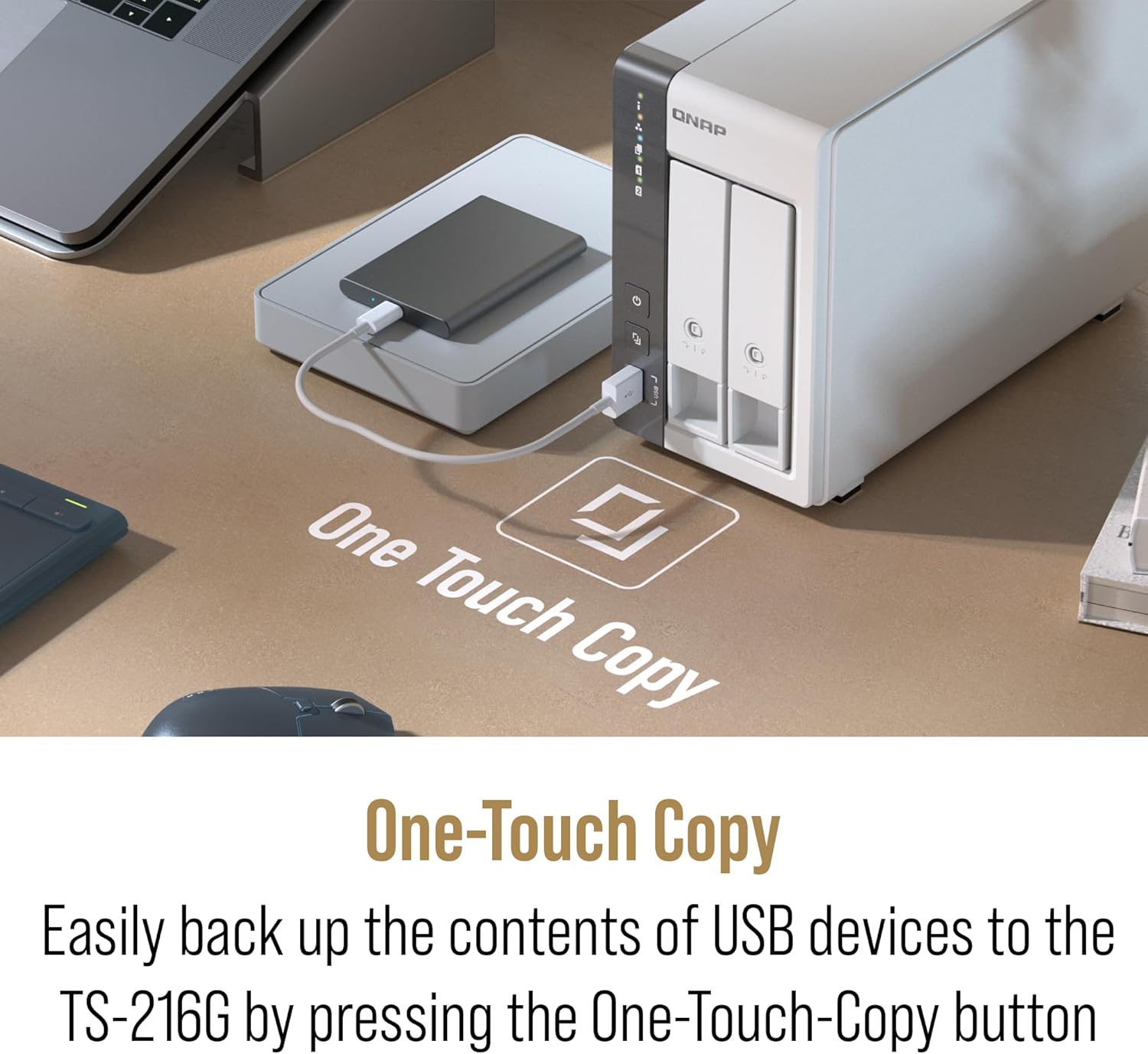 QNAP TS-216G-US - The Most Affordable 2-Bay 2.5GbE Desktop NAS, Equipped with ARM Cortex-A55 Quad-Core CPU, Built-in NPU and 4GB DDR4 RAM (Diskless)