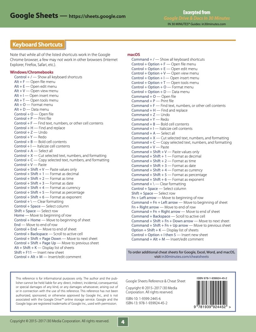 Google Sheets Reference and Cheat Sheet: The unofficial cheat sheet reference for Google's free online spreadsheet application