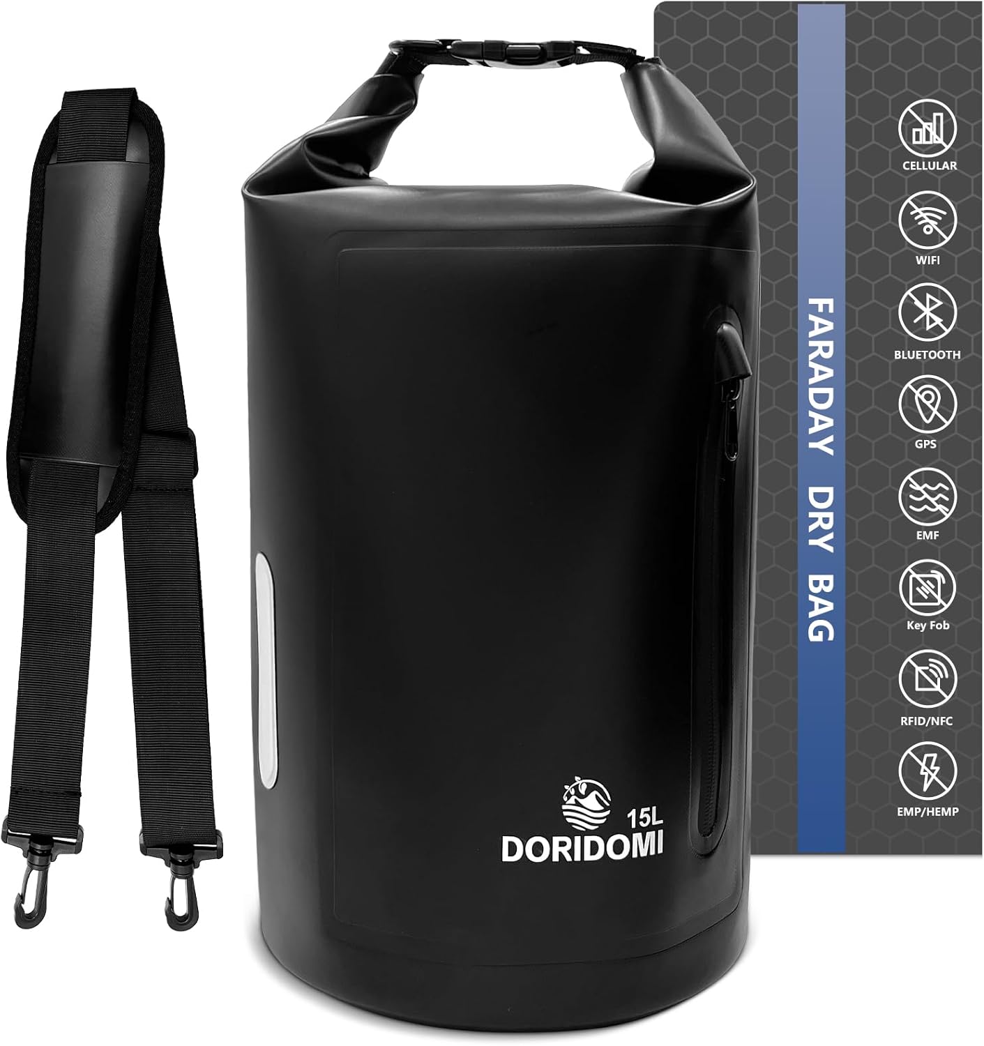 Faraday Bags EMP Proof Bag - 15L Black Waterproof Faraday Backpack with Front Pocket & Padded Strap, EMP Bags, Faraday Bag for Generator and Laptops Electronics , RFID Signal Blocker for Data Security