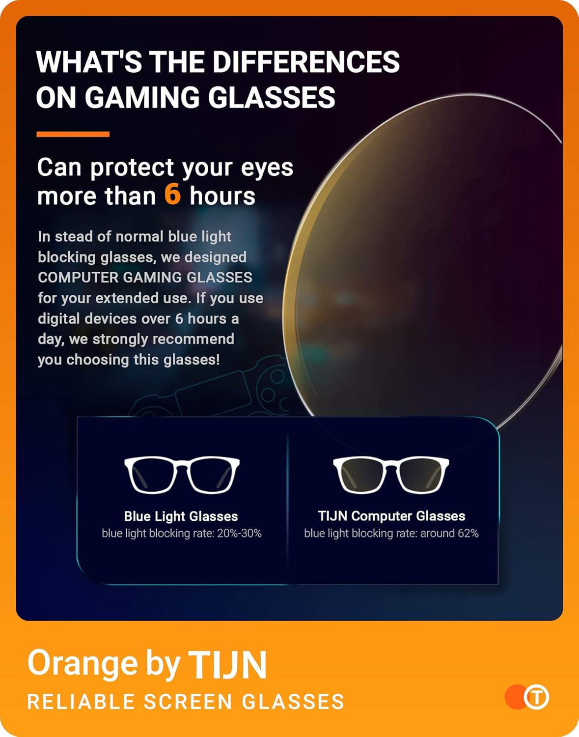 TIJN Gaming Glasses Blue Light Blocking Glasses for Women Men Nerd Eyeglasses Screen Fatigue Anti UV Glare, Black