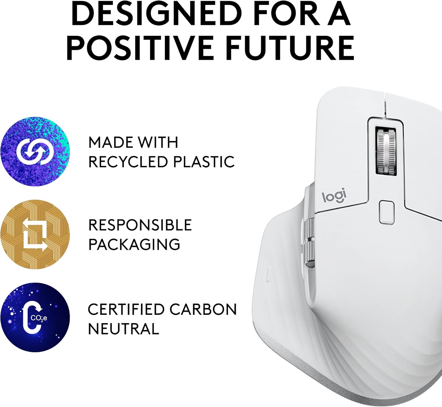 Logitech MX Master 3S - Wireless Performance Mouse with Ultra-fast Scrolling, Ergo, 8K DPI, Track on Glass, Quiet Clicks, USB-C, Bluetooth, Windows, Linux, Chrome - Pale Grey (Renewed)