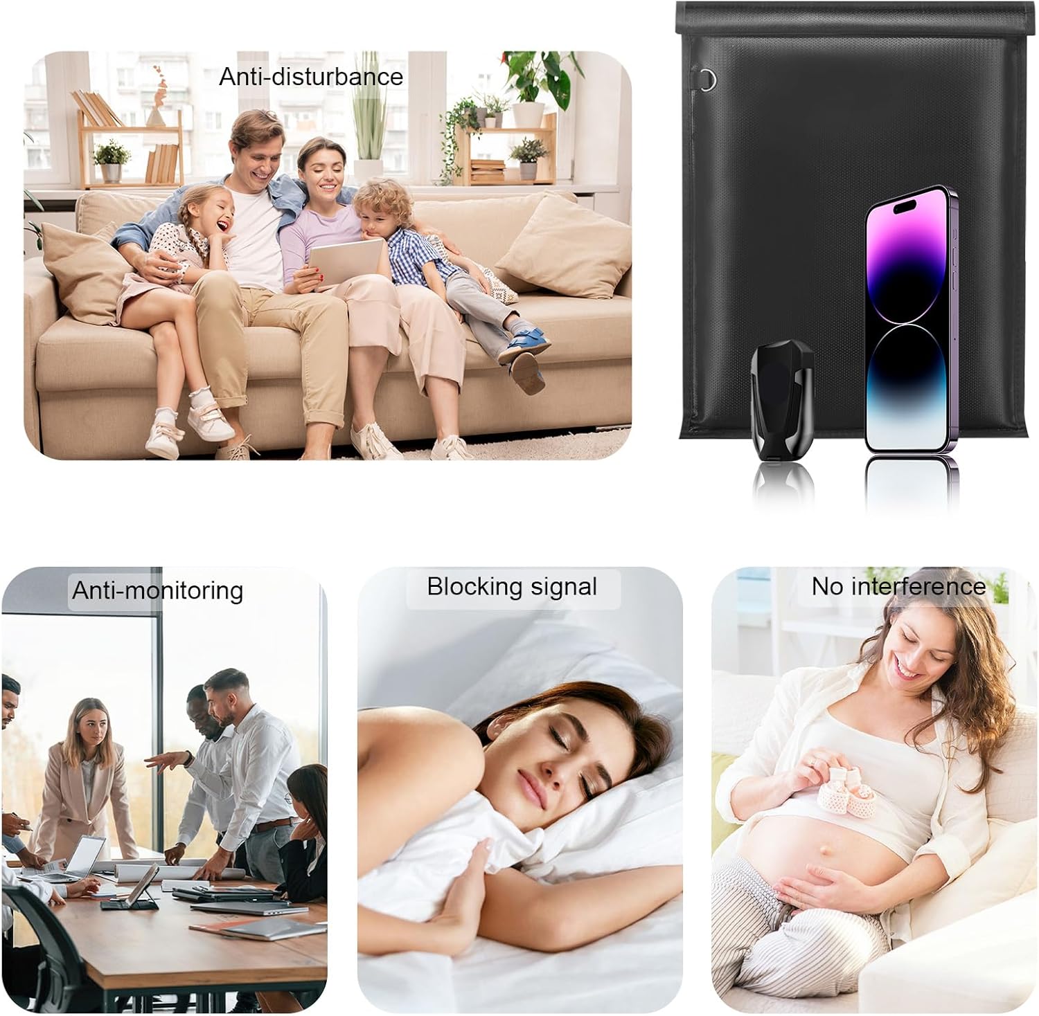 yaokvide Large Faraday Bags- 5 Pack Faraday Cages for Laptops & Tablets & Phones & Car Keys, Faraday Key Fob Protector, Fireproof & Waterproof Anti-theft Signal Blocking Pouch