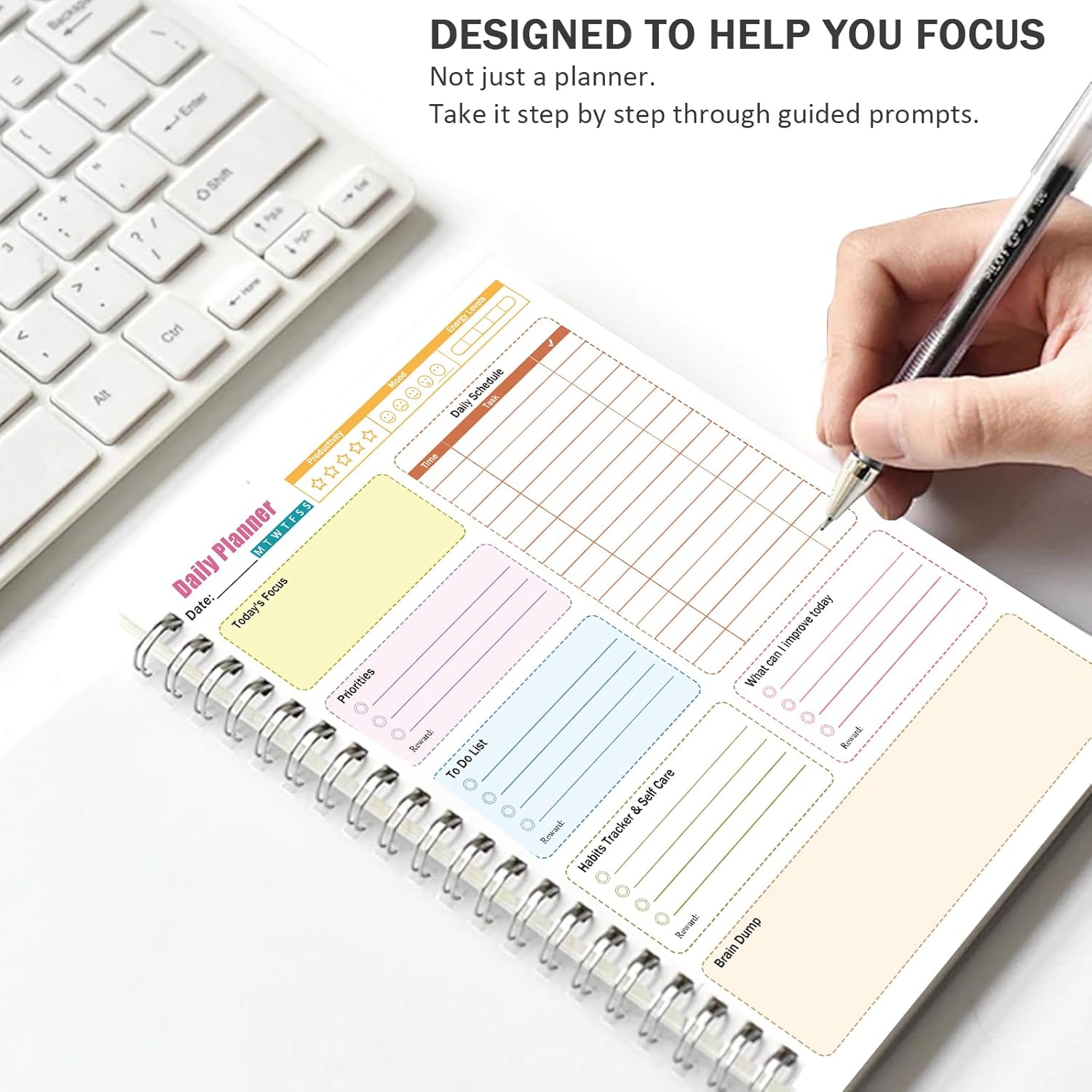ADHD Daily Planner for Neurodivergent Adults,Productivity Daily Planner,200 Pages Daily To Do List for Work & Personal Life,Task Management Organizer Self-Cares,Weekly Schedule,Brain Dump to Stay Organized and Focused-12 x 8 inches
