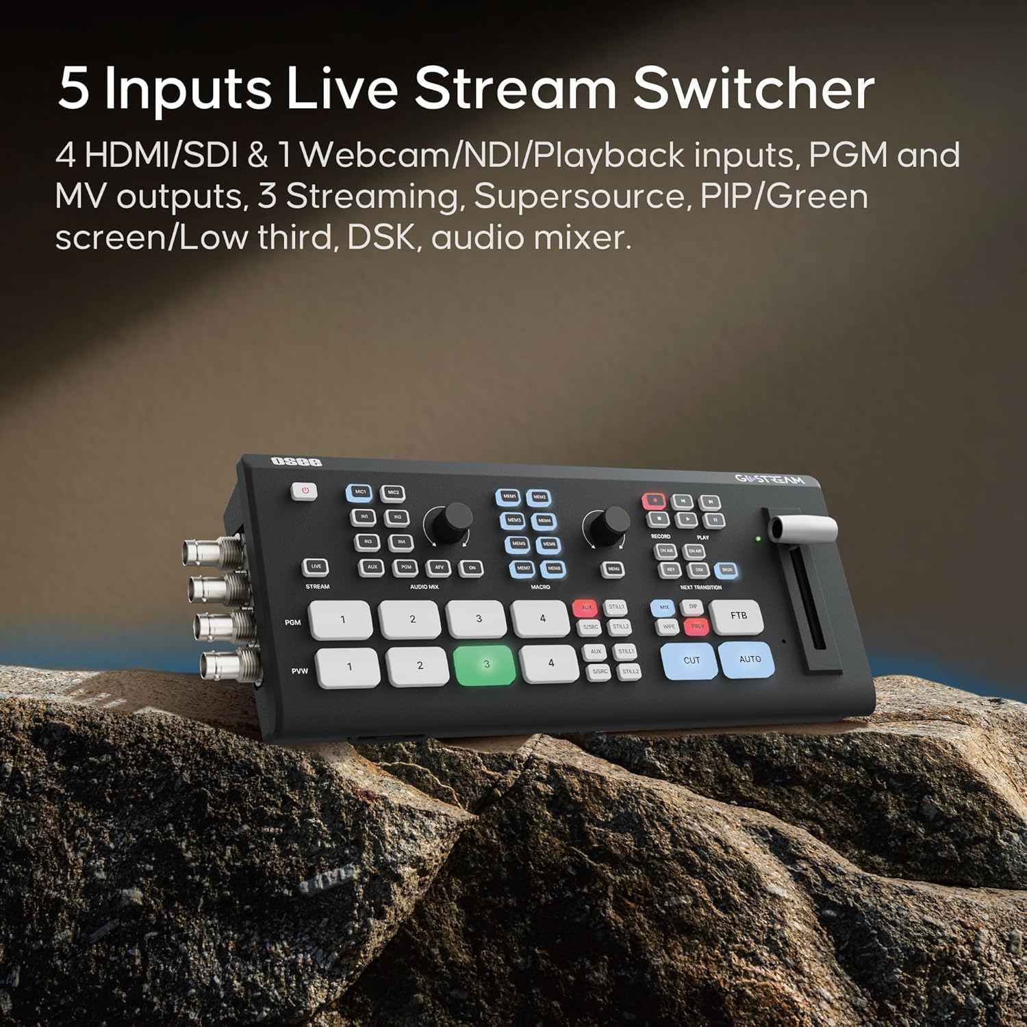 Osee GoStream Duet Kit All in One Pro Live Streaming Multi-Camera Video Mixer Switcher Recorder Player Kit 4 HDMI&SDI in USB-C I/O with 14 Inch Monitor Built-in DC-to-Type C Cable NDI(Free Activated)