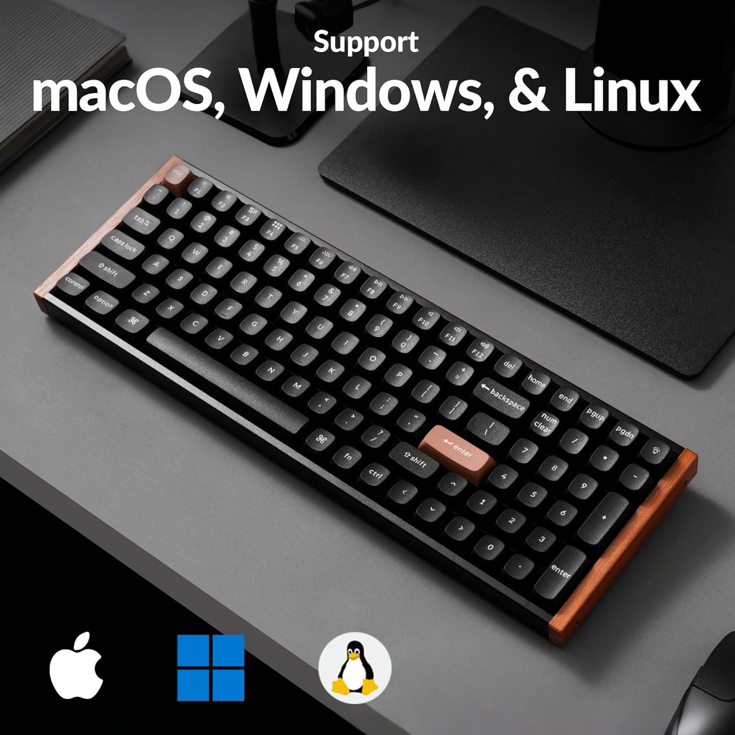 Keychron K4 HE – 96% Compact Hall Effect Wireless Mechanical Keyboard with Number Pad, Magnetic Switch, Rapid Trigger, Custom RGB, QMK/VIA, 2.4GHz/BT5.2/Wired, for Mac/Windows/Linux, Wood Frame, Black