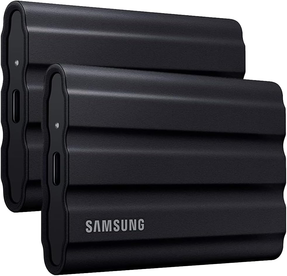 SAMSUNG MU-PE4T0S T7 4TB Shield Portable SSD, USB 3.2, Black (2-Pack)