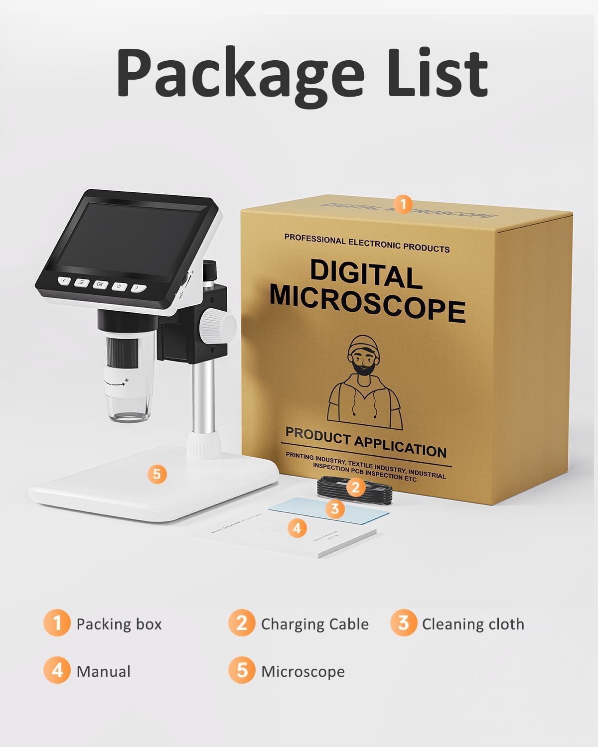 Coin Microscope, 4.3 Inch Digital Microscope 1000X Coin Magnifier for Error Coins with 8 Adjustable LED Lights, PC View Compatible with Windows & MacOS