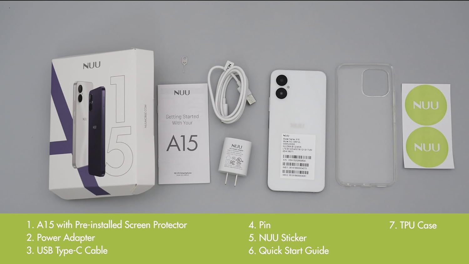 NUU A15 Cell Phone 4GB + 128GB, Unlocked for Mint, Metro, T-Mobile, Qlink and More, Perfect for Teenagers, Dual SIM 4G, Octa-Core Helio G36 2.2GHz 6.5" HD+, Android 13, White, US Warranty