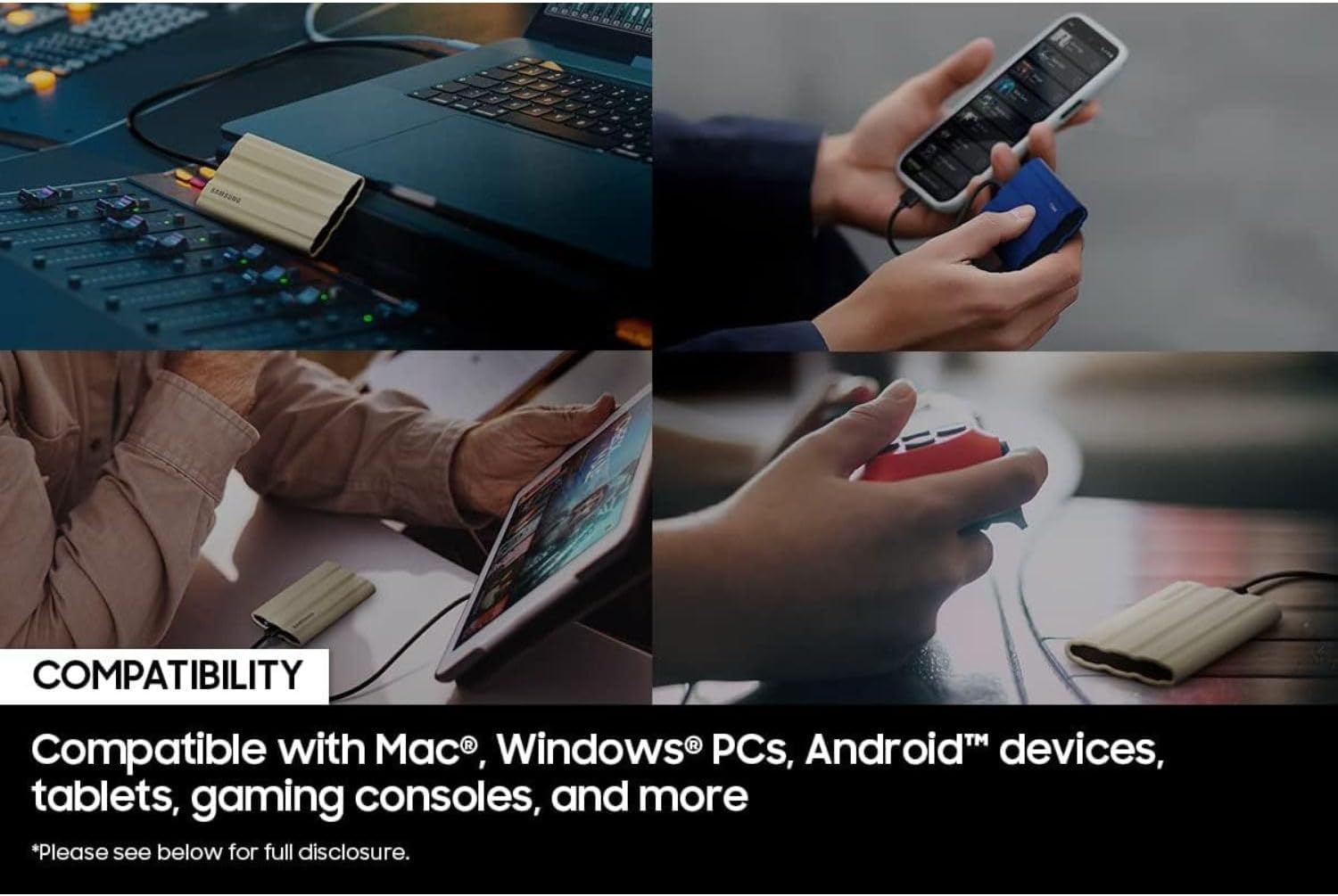 SAMSUNG MU-PE4T0S T7 4TB Shield Portable SSD, USB 3.2, Black (2-Pack)