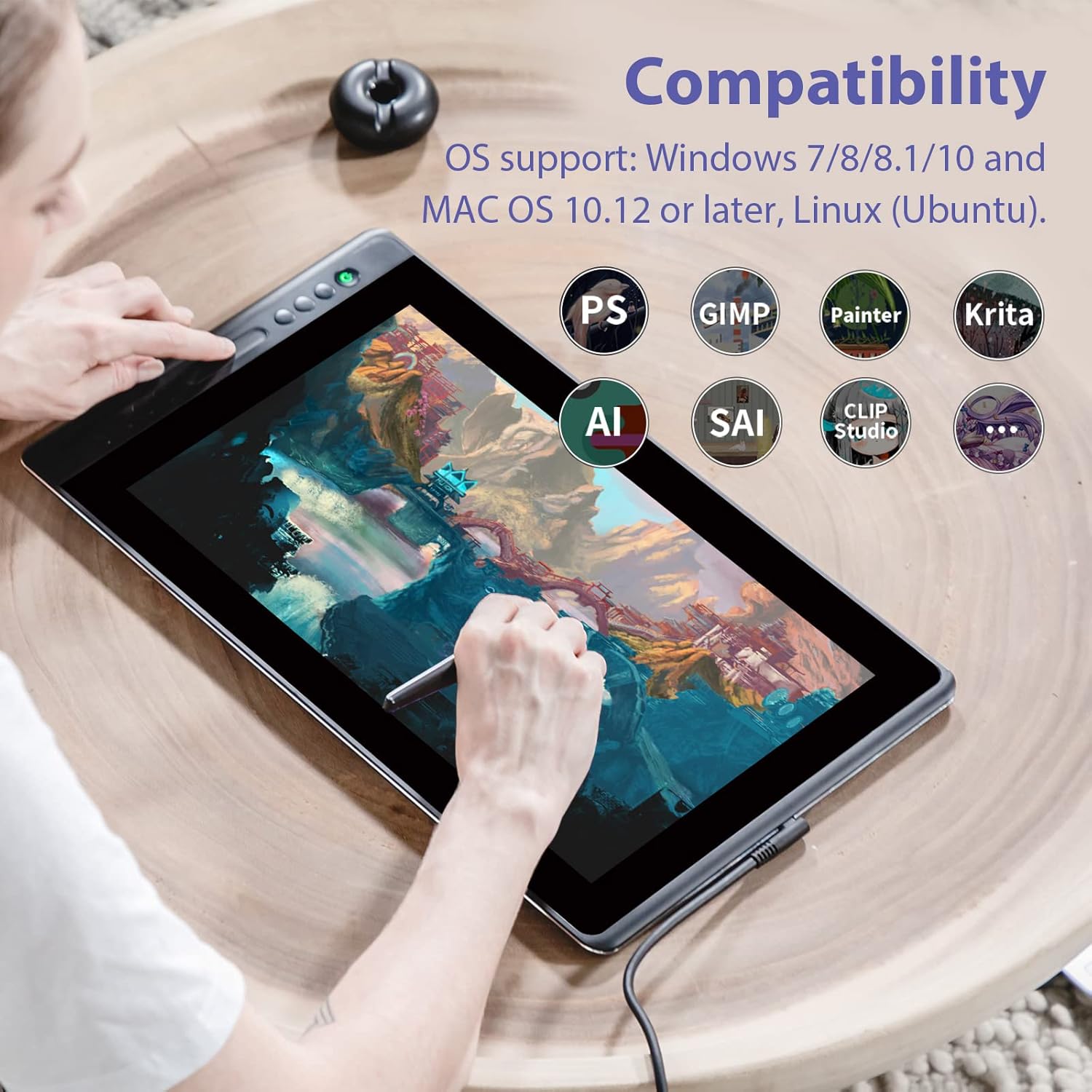 HUION KAMVAS Pro 16 Graphics Drawing Tablet with Screen Full-Laminated Graphics Monitor with Battery-Free Stylus Tilt 8192 Pen Pressure 6 Hot Keys Touch Bar - 15.6inch Graphic Tablet for PC/MAC/Linux