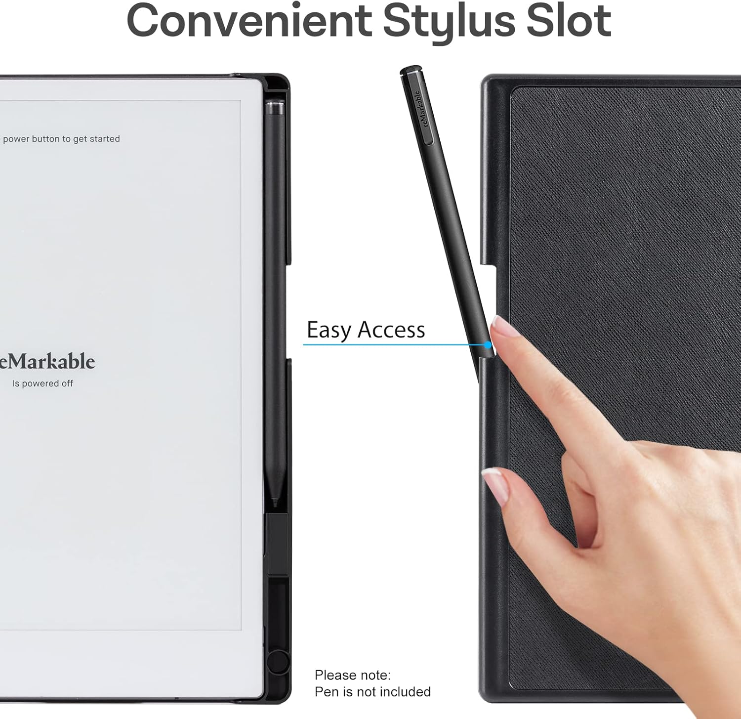 CoBak Case for Remarkable 2 Paper Tablet - Lightweight and Hard Back Shell Protective Book Folio Cover with Built-in Pen Holder - for 10.3" 2020 Released (Black)