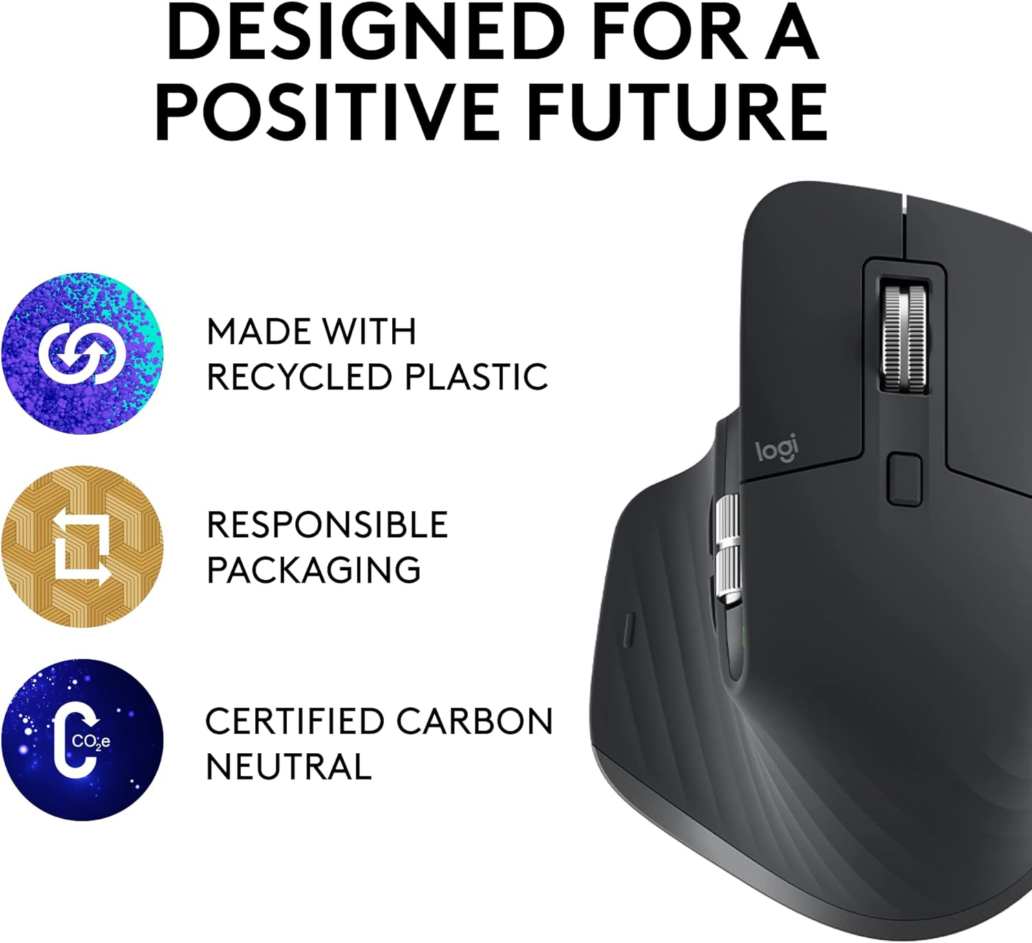 Logitech MX Master 3S Performance Wireless Mouse - Graphite With Bolt Reciever