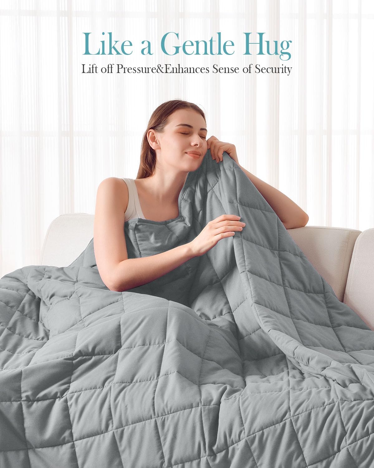 Topblan Weighted Blanket for Adults 12lbs, Breathable Cooling Weighted Blanket for Sleeping, Soft Heavy Microfiber Material with Glass Beads Blanket for All Season, Sofa Bed, 48"x72" Twin Size,Grey