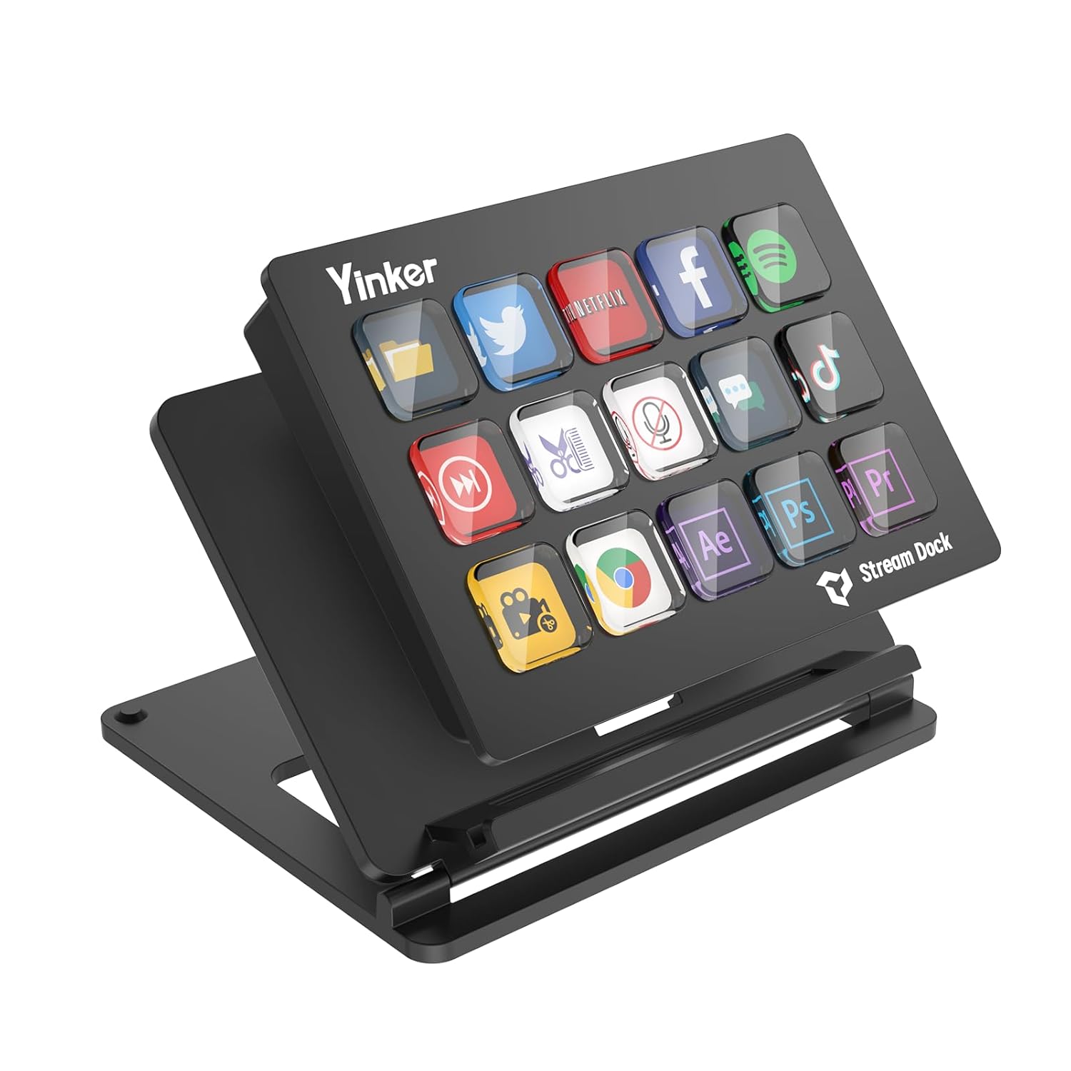 Stream Deck, 15-Key All-in-one Streaming Macro Shortcut Keyboard for Desktop Productivity, Customise LED Touchable Switchable Buttons for OBS, Twitch, YouTube - Mac & PC Compatible