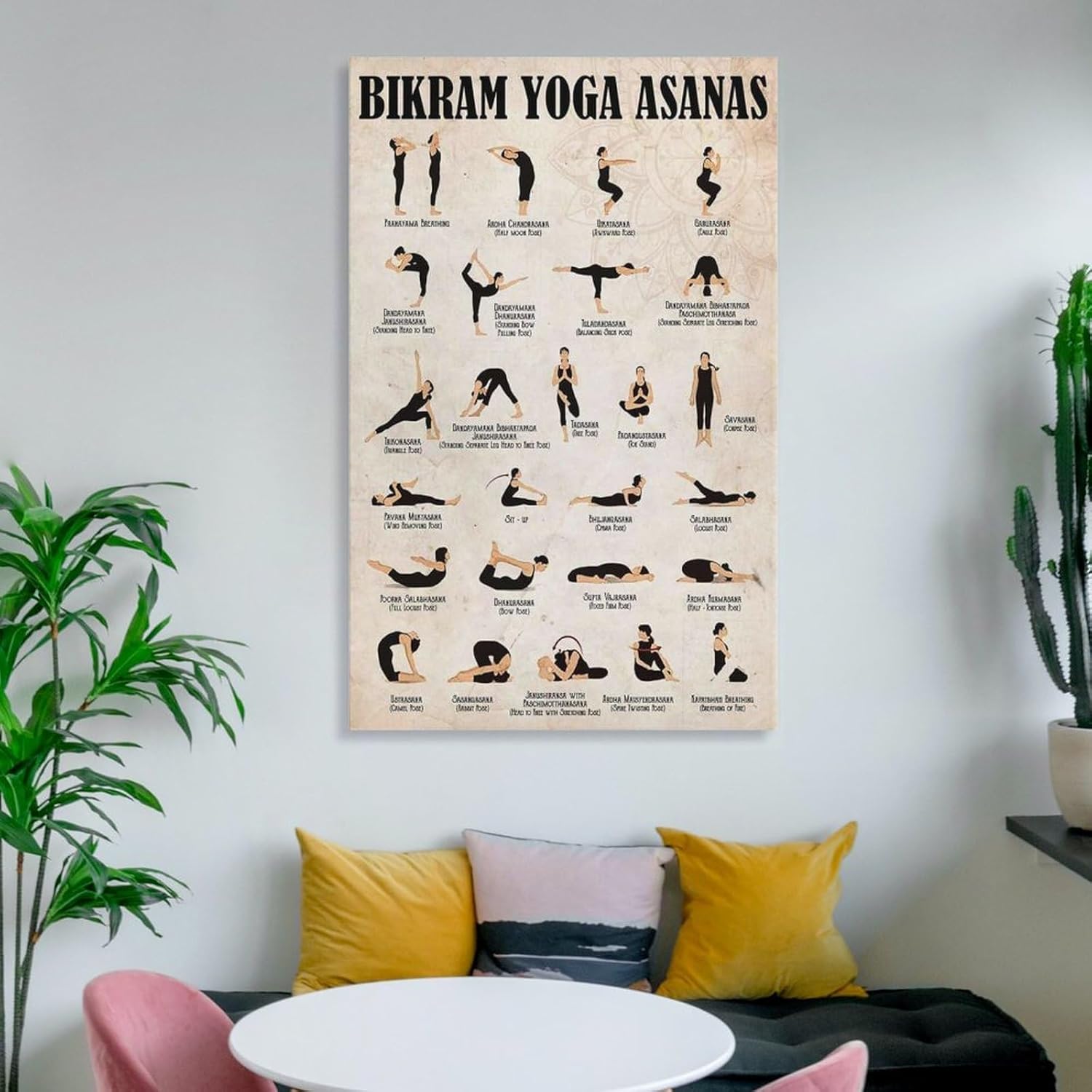 Decoration Room Bikram Yoga Asanas Vintage, Yoga Poster, Yoga Knowledge Poster, Yoga Poses Poster Canvas Poster Wall Art Decor Posters Home Bedroom Office Decorations Paintings 16x24inch(40x60cm)