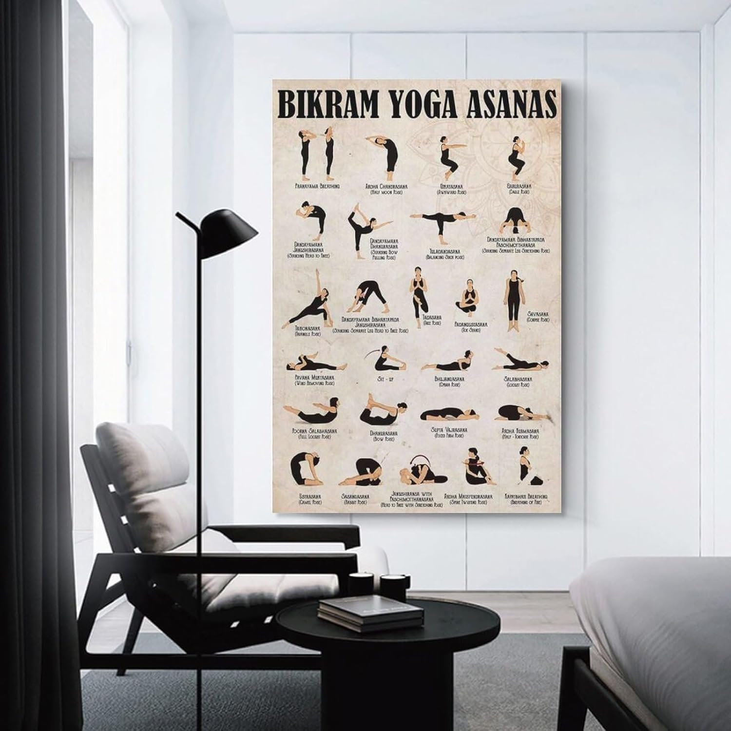 Decoration Room Bikram Yoga Asanas Vintage, Yoga Poster, Yoga Knowledge Poster, Yoga Poses Poster Canvas Poster Wall Art Decor Posters Home Bedroom Office Decorations Paintings 16x24inch(40x60cm)