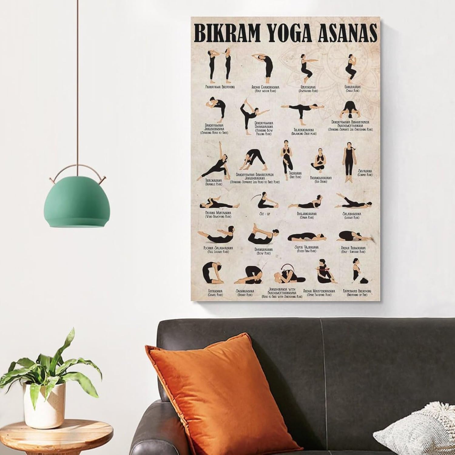 Decoration Room Bikram Yoga Asanas Vintage, Yoga Poster, Yoga Knowledge Poster, Yoga Poses Poster Canvas Poster Wall Art Decor Posters Home Bedroom Office Decorations Paintings 16x24inch(40x60cm)