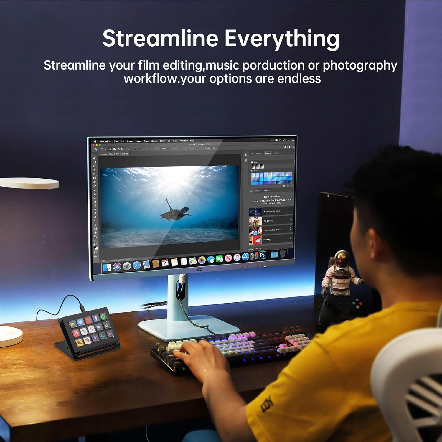 Stream Deck, 15-Key All-in-one Streaming Macro Shortcut Keyboard for Desktop Productivity, Customise LED Touchable Switchable Buttons for OBS, Twitch, YouTube - Mac & PC Compatible