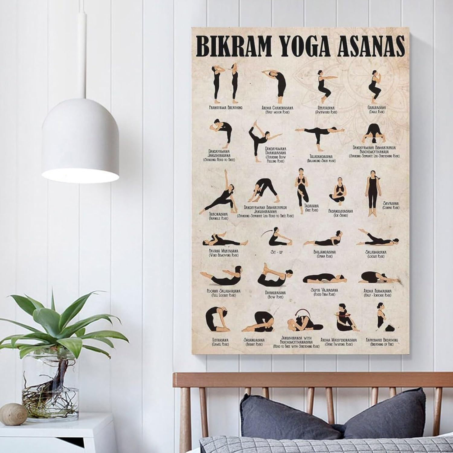 Decoration Room Bikram Yoga Asanas Vintage, Yoga Poster, Yoga Knowledge Poster, Yoga Poses Poster Canvas Poster Wall Art Decor Posters Home Bedroom Office Decorations Paintings 16x24inch(40x60cm)