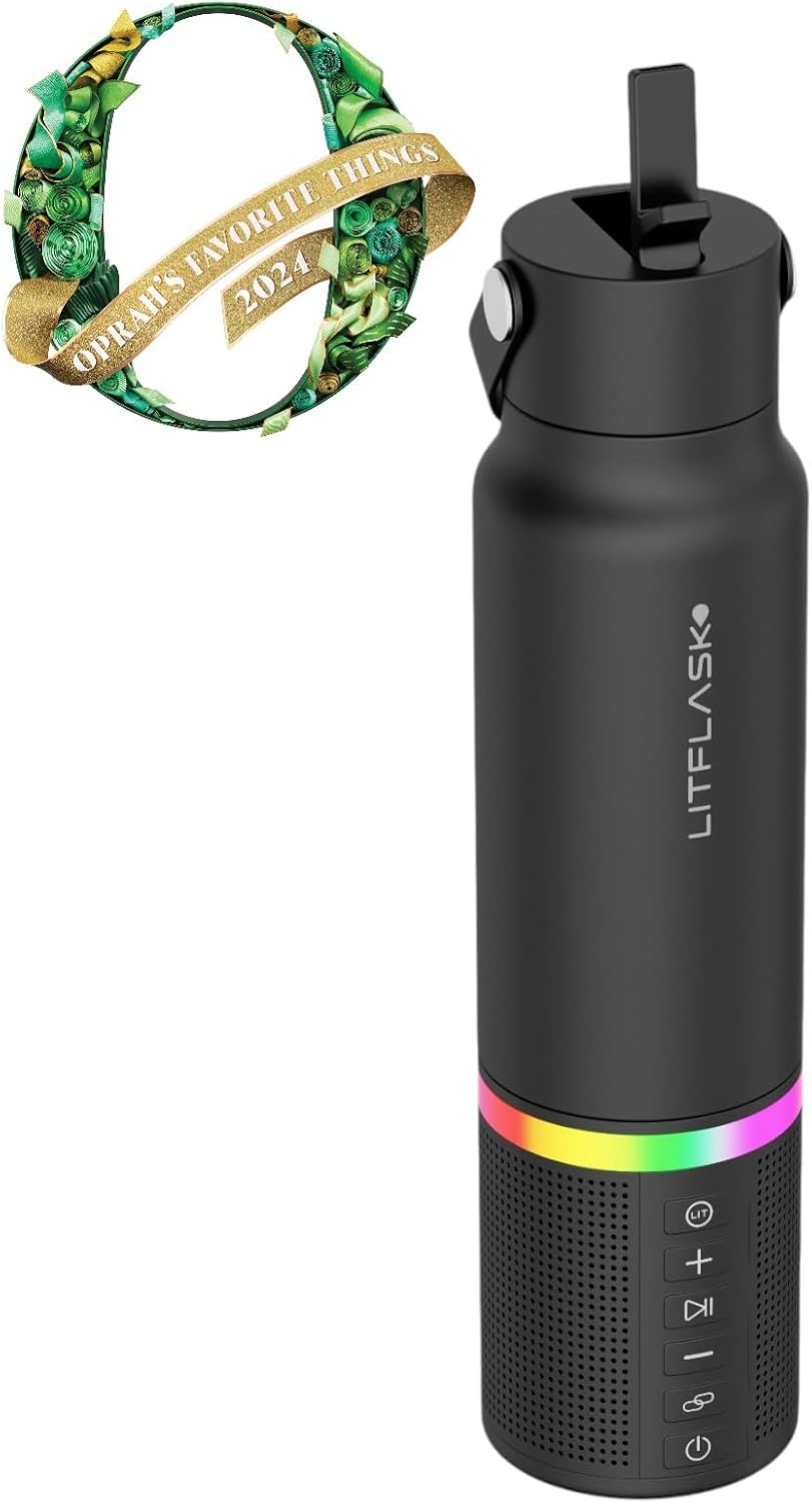 LitFlask Smart Water Bottle, Ultra Premium Bluetooth Speaker, Portable Charging, 20oz Stainless Steel. Oprah’s Favorite Things 2024