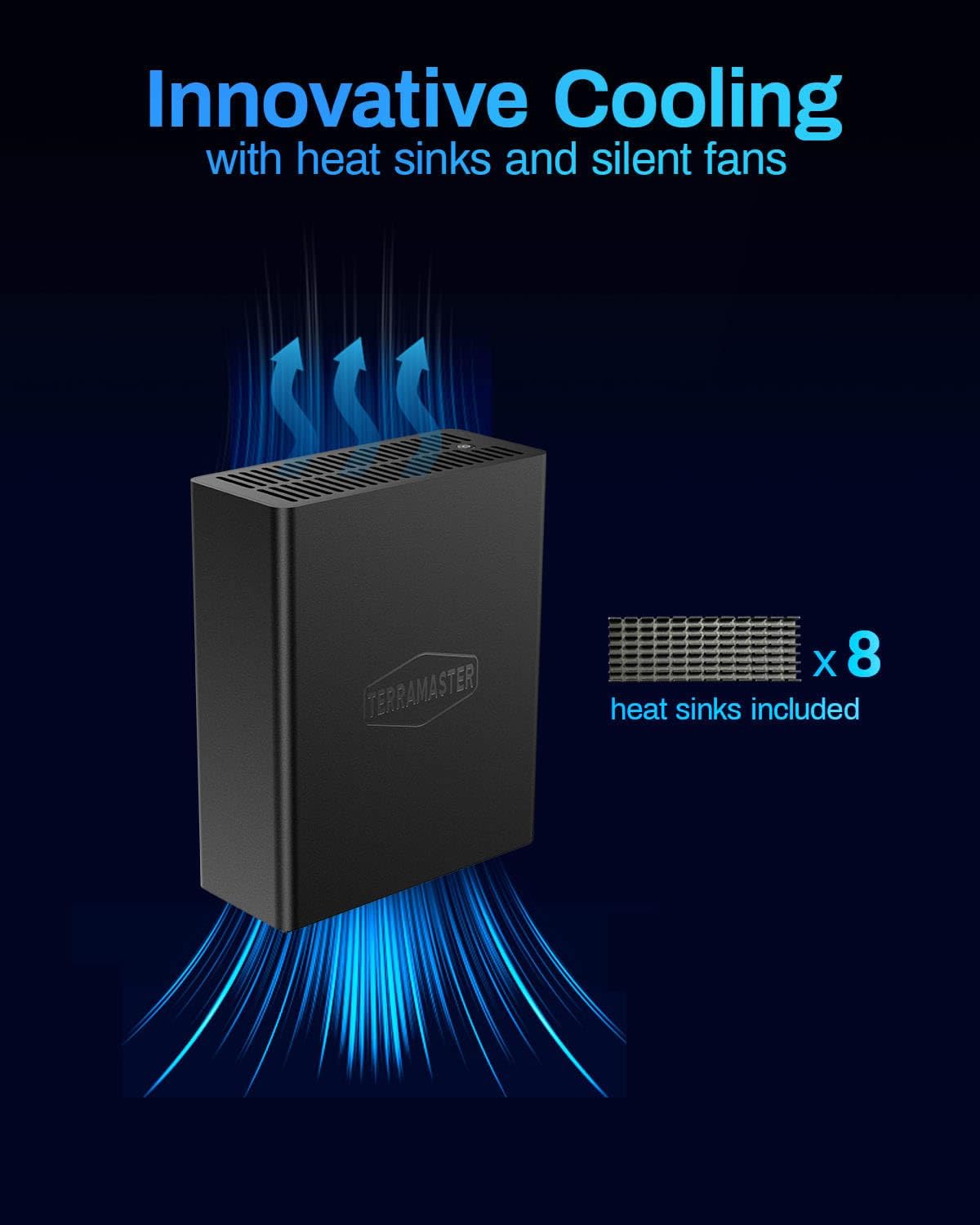 TERRAMASTER F8 SSD Plus NAS - 8Bay All SSD NAS Storage Core i3 8-Core 8-Thread CPU, 16GB DDR5 RAM, 10GbE Port, 8 Heat Sinks Included, Palm-Sized Network Attached Storage Peak Performance (Diskless)
