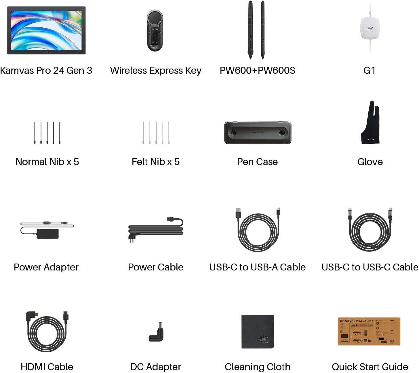 HUION KAMVAS Pro 24 (Gen 3) Touch Drawing Tablet with Screen, 4K UHD Graphic Drawing Display with Dual 16384 Pen Pressure Stylus, PenTech 4.0, 99% Adobe RGB, Wireless Keydial, 23.8 Inch Monitor