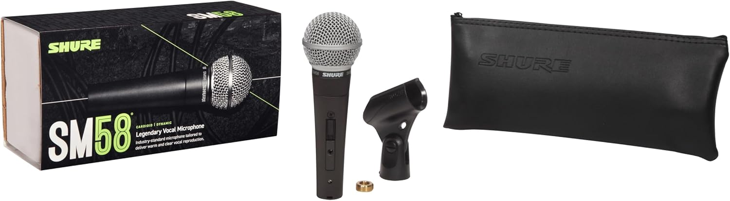 Shure SM58S Dynamic Vocal Microphone with On/Off Switch, Cardioid Pattern, Built-in Pop Filter, for Live & Studio Performance Mic for Singers, Speakers & Stage Use, Black