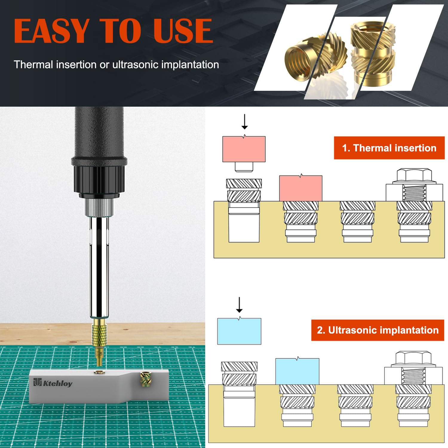 460Pcs Threaded Inserts, M2.5 M3 M4 M5 M6 Female Thread Metric Knurled Nuts Assortment Kit, Brass Heat Set Insert for Plastic and 3D Printing Components (M2.5-M5-Kit)