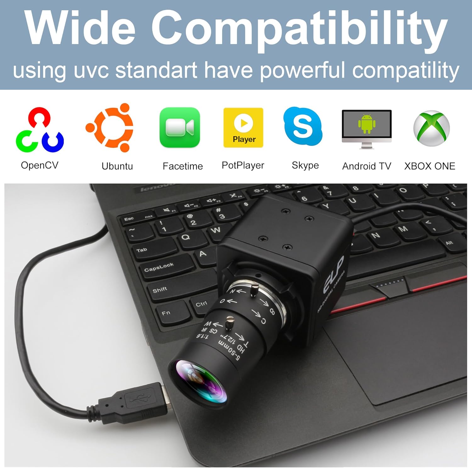 USB Camera 1080P High Speed 260fps 5-50mm 10X Optical Zoom Lens 2MP USB Webcam Manual Close up Zoom in and Out,UVC Computer Comference Golf Swing Camera for Raspberry Pi Windows Mac