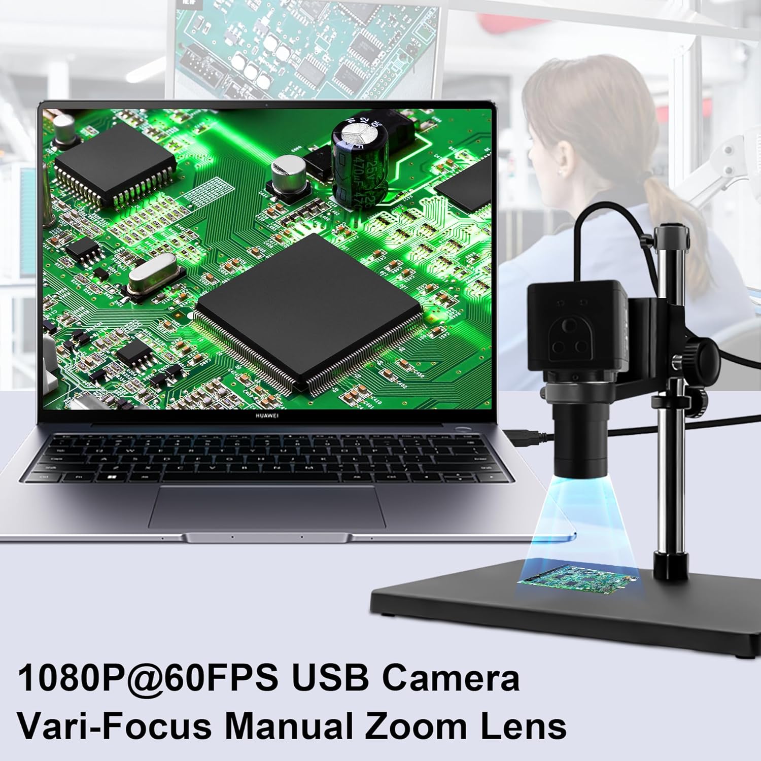 USB Camera 1080P High Speed 260fps 5-50mm 10X Optical Zoom Lens 2MP USB Webcam Manual Close up Zoom in and Out,UVC Computer Comference Golf Swing Camera for Raspberry Pi Windows Mac