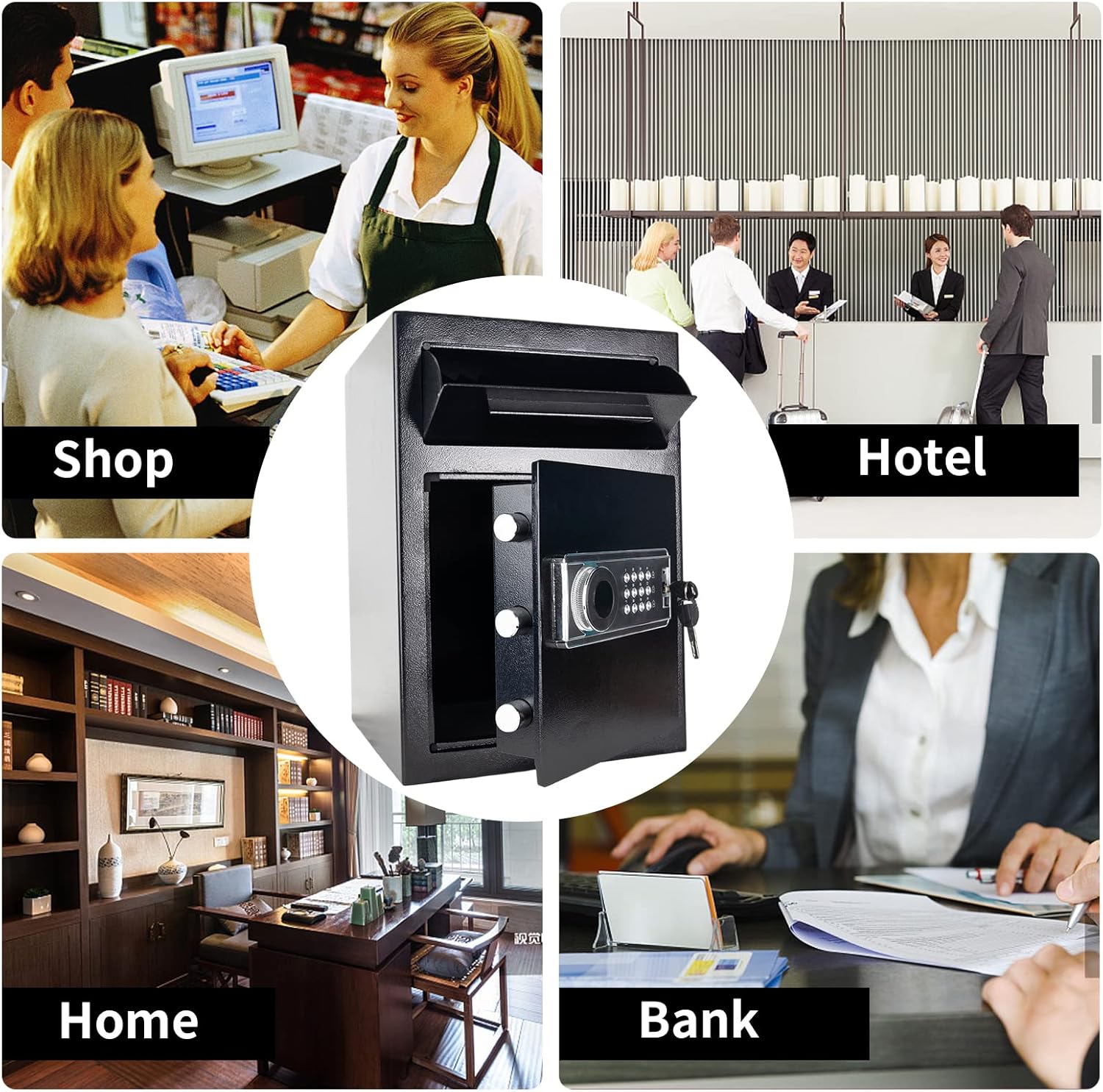 2.5 Cub Security Business Safe and Lock Box with Digital Keypad,Drop Slot Safes with Front Load Drop Box for Money and Mail,Business
